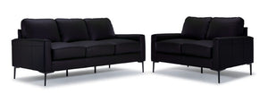 Arcadia Leather Sofa and Loveseat Set - Raven