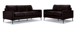 Arcadia Leather Sofa and Loveseat Set - Mocha