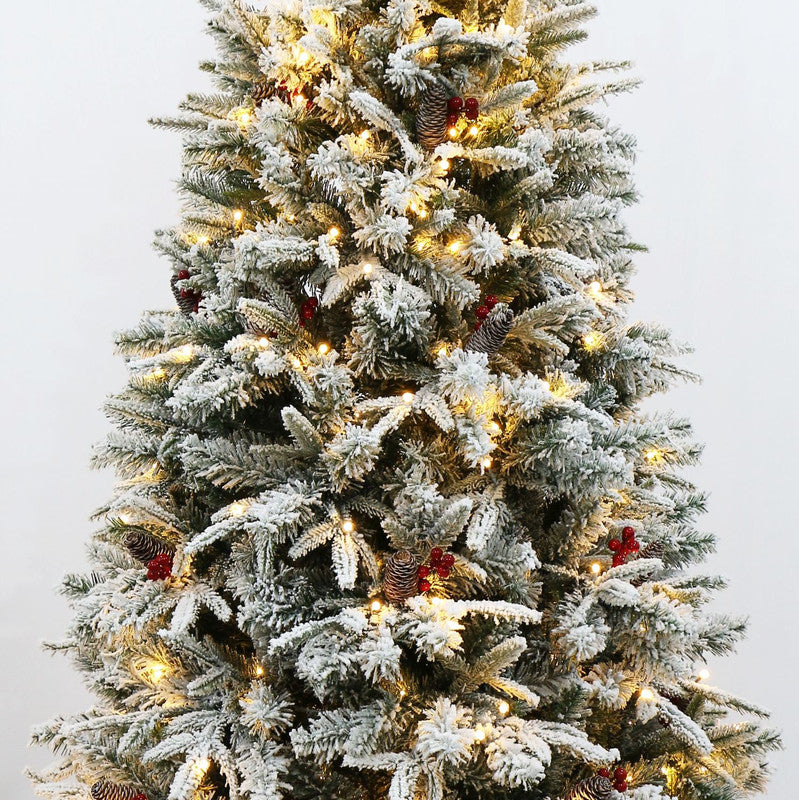 Tuomaan 6ft Decorated Flocked Balsam Fir Pre-Lit LED Christmas Tree ...