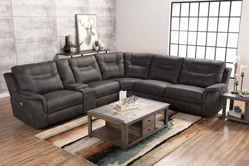 Declan 6-Piece Grey Sectional Sofa With Recliners | Furniture.ca