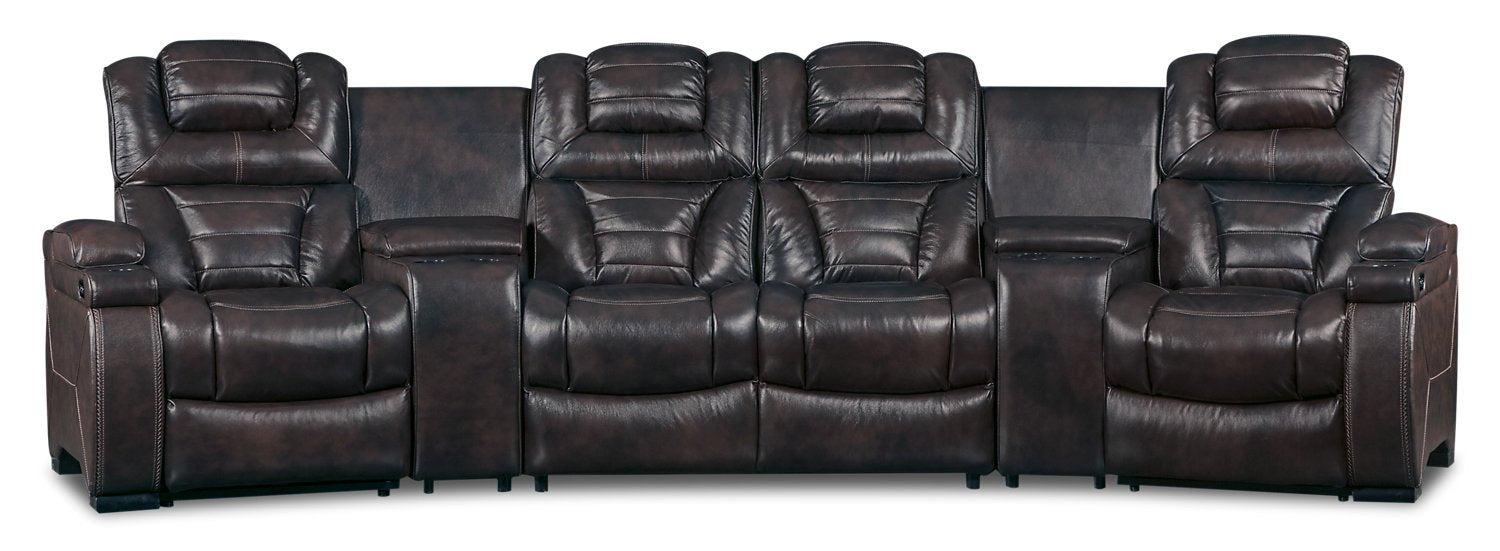 Genuine leather online power reclining sectional