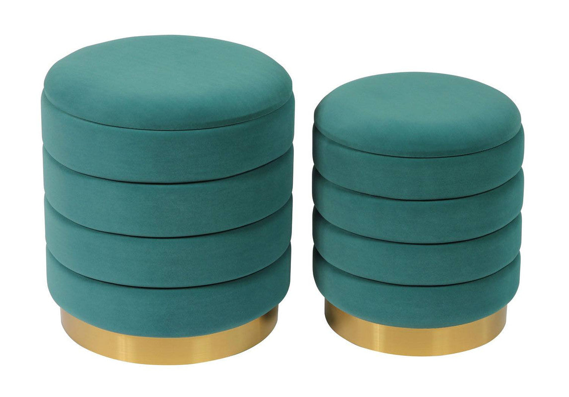 Teal velvet online storage ottoman