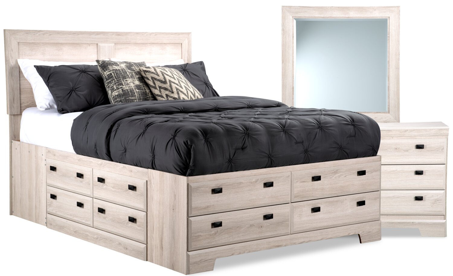 Yorkdale grey queen store storage bed