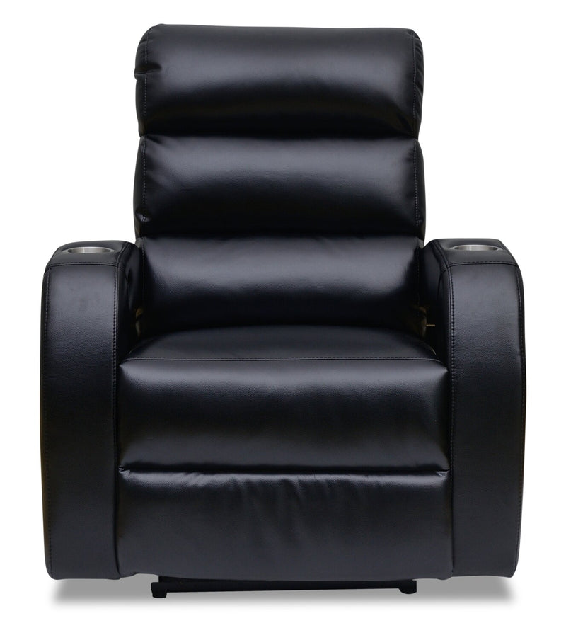 Noam Leather-Look Fabric Power Recliner - Tanner Black | Furniture.ca