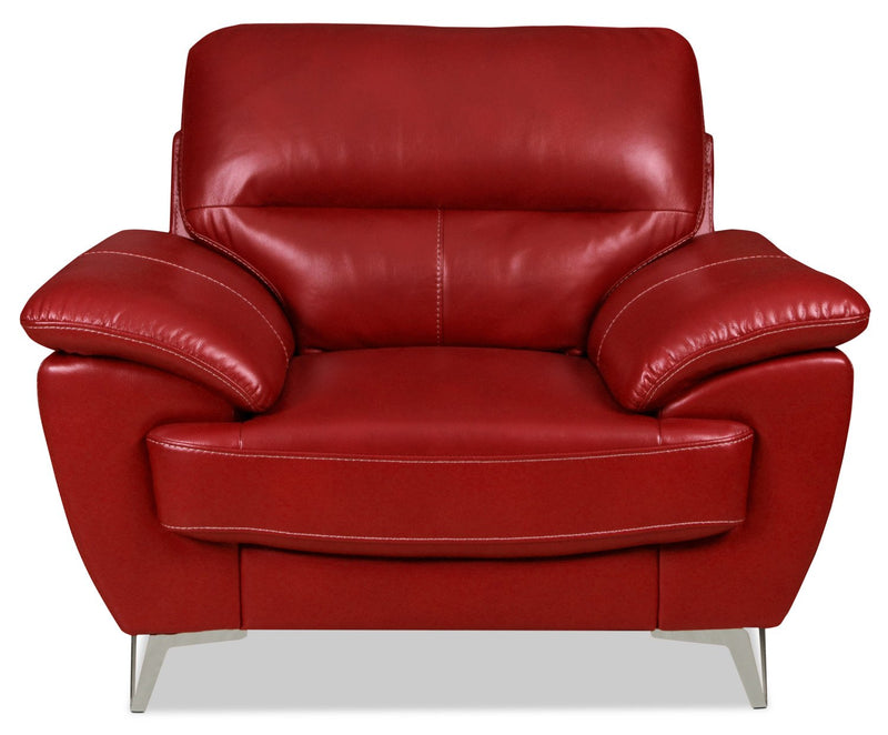 Protter Leather-Look Fabric Chair - Red | Furniture.ca